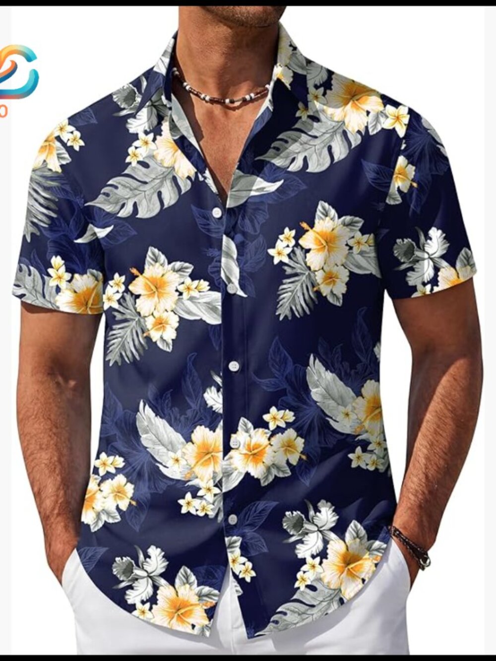 Men's Regular Fit Short Sleeve Button Down Hawaiian Shirt Polyester Spandex
